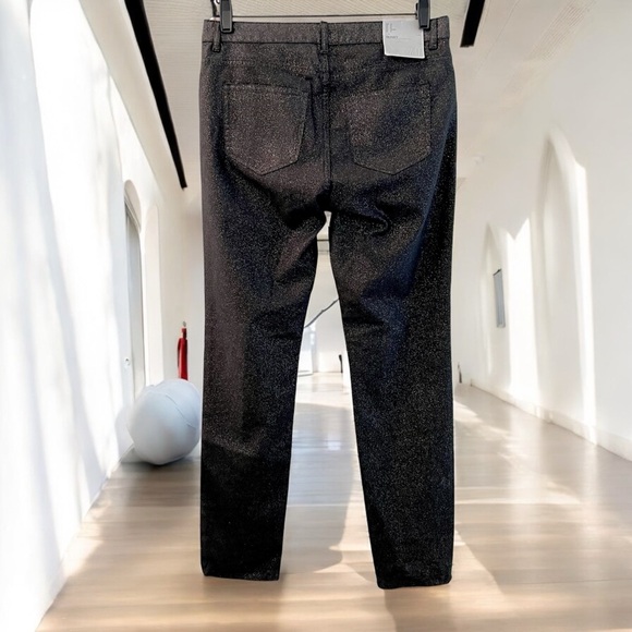 H&M Black Skinny Pants Gold Sparkle Stretch-10 - Picture 3 of 11